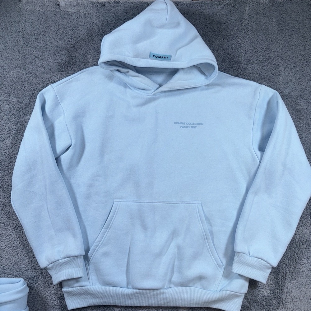 Comfrt Pastel Collection Hoodie - Baby Blue Size Large